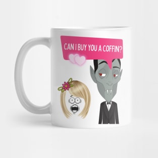 'Can I buy you a coffin?' - Vampire Pickup Line Mug